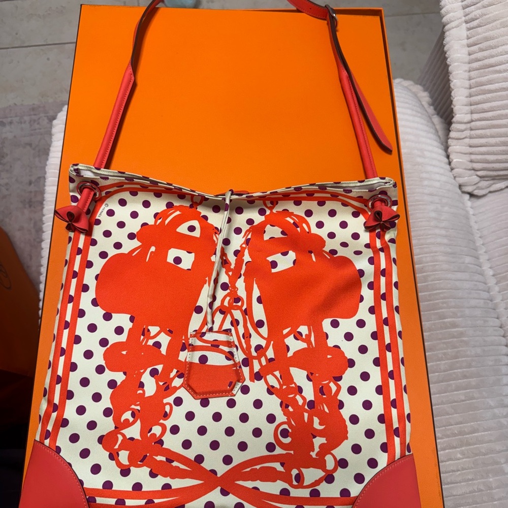 Hermes Silk City Bag- Orange and Red